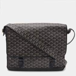 Pre Owned Goyard Black/Brown Goyardine Coated Canvas and Leather Grand Bleu Messenger GM Bag