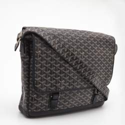 Pre Owned Goyard Black/Brown Goyardine Coated Canvas and Leather Grand Bleu Messenger GM Bag