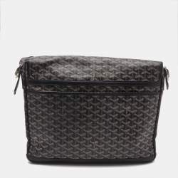 Pre Owned Goyard Black/Brown Goyardine Coated Canvas and Leather Grand Bleu Messenger GM Bag