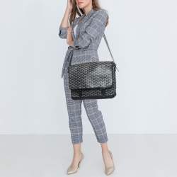 Pre Owned Goyard Black/Brown Goyardine Coated Canvas and Leather Grand Bleu Messenger GM Bag