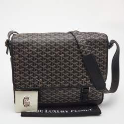 Pre Owned Goyard Black/Brown Goyardine Coated Canvas and Leather Grand Bleu Messenger GM Bag