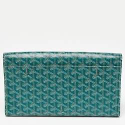 Pre Owned Goyard Green Goyardine Coated Canvas and Leather Monte Carlo Bois Clutch