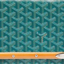 Pre Owned Goyard Green Goyardine Coated Canvas and Leather Monte Carlo Bois Clutch