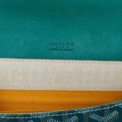 Pre Owned Goyard Green Goyardine Coated Canvas and Leather Monte Carlo Bois Clutch