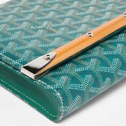 Pre Owned Goyard Green Goyardine Coated Canvas and Leather Monte Carlo Bois Clutch