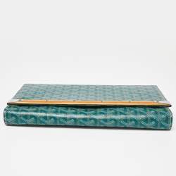 Pre Owned Goyard Green Goyardine Coated Canvas and Leather Monte Carlo Bois Clutch