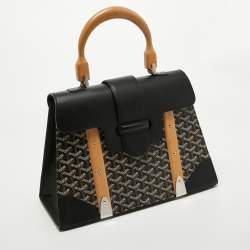 Pre Owned Goyard Black Goyardine Coated Canvas and Leather Saigon MM Top Handle Bag