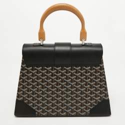 Pre Owned Goyard Black Goyardine Coated Canvas and Leather Saigon MM Top Handle Bag