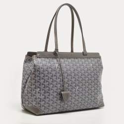 Pre Owned Goyard Grey Goyardine Coated Canvas and Leather Bellechasse PM Tote