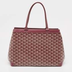 Pre Owned Goyard Burgundy Goyardine Coated Canvas and Leather Bellechasse PM Tote