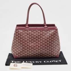 Pre Owned Goyard Burgundy Goyardine Coated Canvas and Leather Bellechasse PM Tote