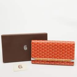 Goyard Orange Goyardine Coated Canvas Monte Carlo Bois Clutch