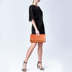 Goyard Orange Goyardine Coated Canvas Monte Carlo Bois Clutch