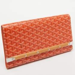 Goyard Orange Goyardine Coated Canvas Monte Carlo Bois Clutch