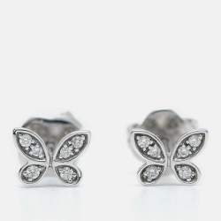 Graff Butterfly Pavé Diamond 18k White Gold Small Stud Earrings