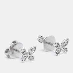 Graff Butterfly Pavé Diamond 18k White Gold Small Stud Earrings