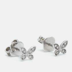 Graff Butterfly Pavé Diamond 18k White Gold Small Stud Earrings