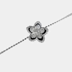 Graff 18K White Gold Diamond Wild Flower Floral Bracelet