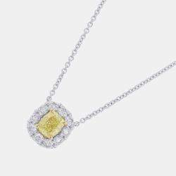 Pre Owned Graff Icon Cushion Cut Yellow Diamond 18K White Gold Pendant Necklace