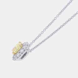 Pre Owned Graff Icon Cushion Cut Yellow Diamond 18K White Gold Pendant Necklace