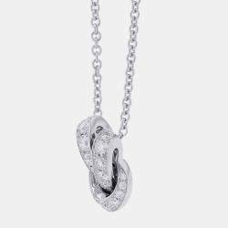 مملوكة مسبقًا Graff Tilda's Bow Pave 18K White Gold Diamond Pendant Necklace