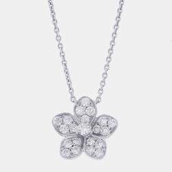 مملوكة مسبقًا Graff Wildflower Pave Diamond 18K White Gold Pendant Necklace