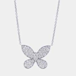 مملوكة مسبقًا Graff Pave Butterfly Diamond Mini 18K White Gold Pendant Necklace
