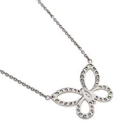 Graff Butterfly Silhouette Diamond 18K White Gold Pendant Necklace