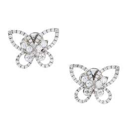 Pre Owned Graff Butterfly Silhouette Diamond 18K White Gold Stud Earrings