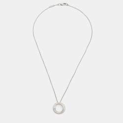 Graff Spiral Pavé Diamond 18k White Gold Pendant Necklace