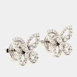 Graff Butterfly Silhouette Diamond 18K White Gold Stud Earrings