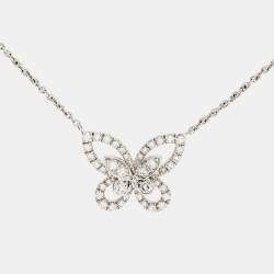 Graff Multi Butterfly Silhouette Diamond 18k White Gold Pendant Necklace