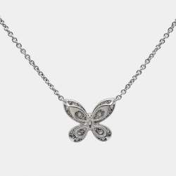 Graff Pavé Butterfly Diamond 18K White Gold Pendant Necklace