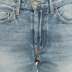 Pre Owned Grlfrnd Navy Blue Ripped Denim Karolina Jeans S Waist 28"