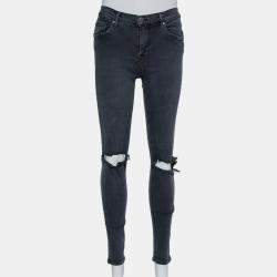 Grlfrnd Grey Denim Distressed Skinny Candice Jeans M