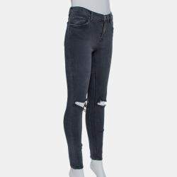 Grlfrnd Grey Denim Distressed Skinny Candice Jeans M