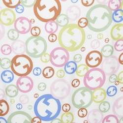 Pre Owned Gucci White/Pink GG Bubble Print Silk Scarf