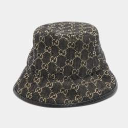 Gucci Black GG Web Denim Bucket Hat