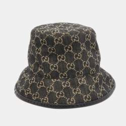 Gucci Black GG Web Denim Bucket Hat