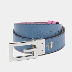 Pre Owned Gucci x Palace Pink/Blue GG-P Supreme Canvas G Square Buckle Reversible Belt 90 CM