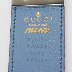 Pre Owned Gucci x Palace Pink/Blue GG-P Supreme Canvas G Square Buckle Reversible Belt 90 CM
