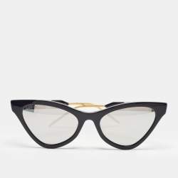 Gucci Black Mirrored GG0597S Interlocking G Crystals Cat Eye Sunglasses