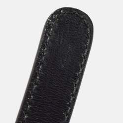 Pre Owned Gucci Black Leather Horsebit Waist Wide Belt 85CM