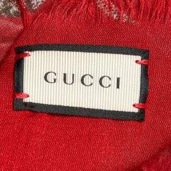 Gucci Red/Beige Arabesque Print Modal & Silk Shawl