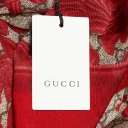 Gucci Red/Beige Arabesque Print Modal & Silk Shawl