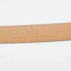 Gucci Beige Leather Double G Buckle Slim Belt 85 CM