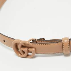 Gucci Beige Leather Double G Buckle Slim Belt 85 CM