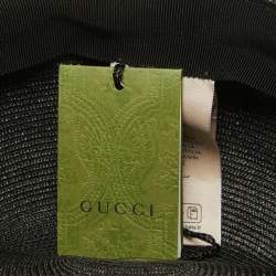 Pre Owned Gucci Black Raffia Effect Synthetic Hat 