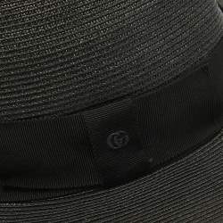 Pre Owned Gucci Black Raffia Effect Synthetic Hat 