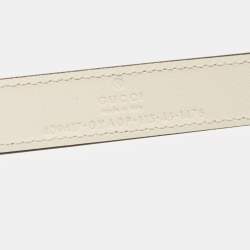 Gucci Off White Leather GG Marmont Slim Buckle Belt 115CM